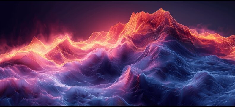 Innovative Data Visualization: AI-Generated Abstract Mountain Range with Gradient Colors - Powered by Adobe