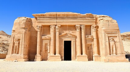 Fototapeta premium Majestic Ancient Egyptian Temple Ruins in Desert Landscape