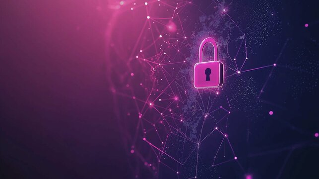 Secure Network Icon with Padlock in Digital Design