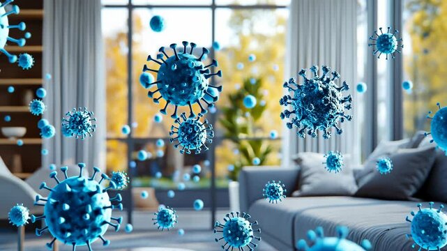 Virus Particles in Modern Living Room