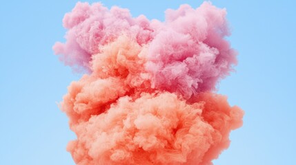 Dramatic Colorful Explosion of Vibrant Pink and Orange Smoke Cloud in the Sky
