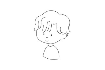 線画イラスト　男の子　ヘアスタイル　パーマ