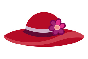 antique ladies' hat with flowers isolated on a white background