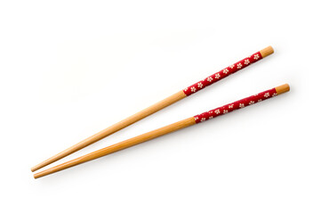Chopsticks on a white background. top view
