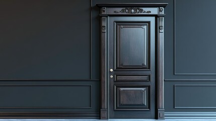Classic Dark Wood Door Illustration in 3D