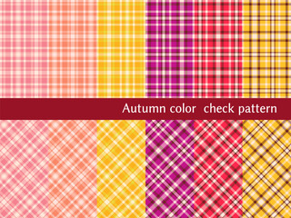 秋色のかわいいチェック柄素材