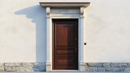 Fototapeta premium Classic Wooden Entrance Door in 3D Render