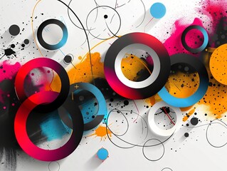 Obraz premium Colorful abstract artwork featuring geometric shapes on a textured background. Generative AI