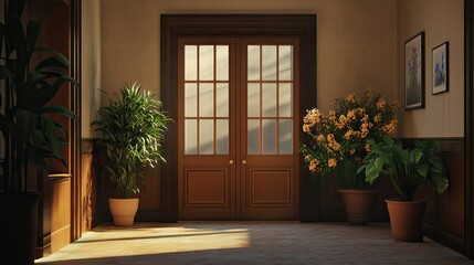 Elegant 3D Illustration of an Inviting Hallway