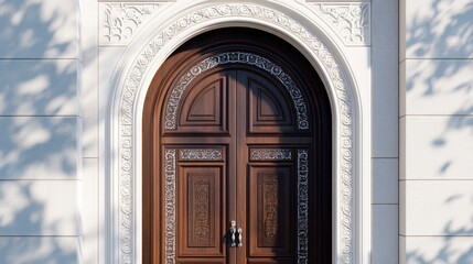 Obraz premium Elegant Dark Wood Door with Intricate Details
