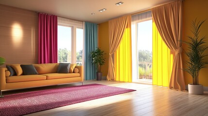Fototapeta premium Bright and Colorful Living Room Interior Design