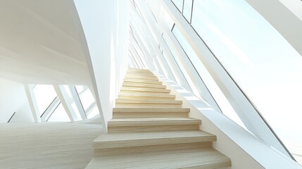 Fototapeta premium Captivating Wood Staircase with Unique Architectural Design