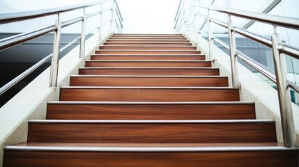 Fototapeta premium Captivating View of Modern Wooden Staircase