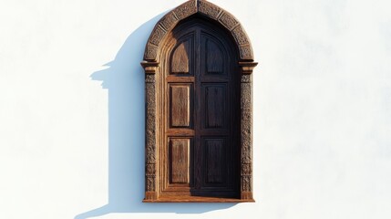 Obraz premium Charming Brown Wooden Window with Intricate Design