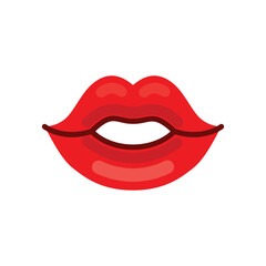 Red lips icon. Vector illustration of sexy woman's lips.