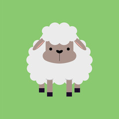 Cute cartoon sheep character. Vector illustration.
