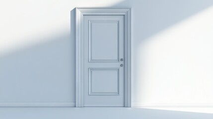 Minimalist 3D White Door Design in Bright Environment