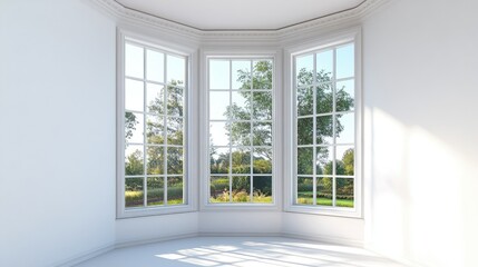 Obraz premium Elegant Large Bay Window with Scenic View