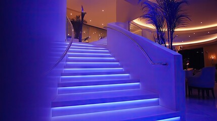 Fototapeta premium Modern Hotel Interior with Dramatic Lighting