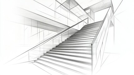 Modern Residential Staircase Sketch Perspective