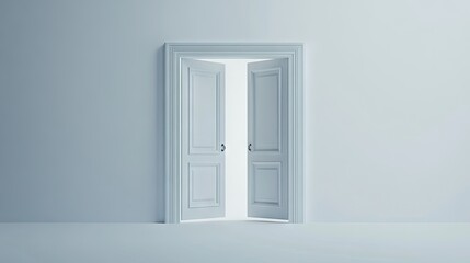 Modern 3D Render of White Double Doors