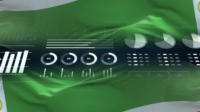 Chechen Republic flag - Waving flag on report analytics data statement