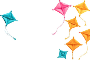 Colorful kites flying in the sky, perfect for leisure activities and playful outdoor fun. isolated on transparent background.