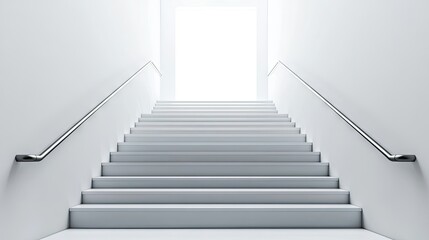 Obraz premium Striking White Staircase with Bright Perspective