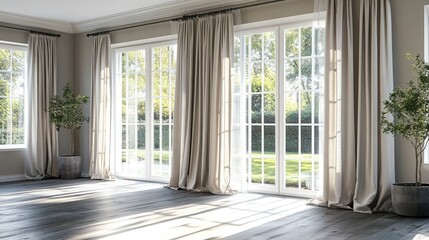 Bright Contemporary Room with Curtains and Natural Light