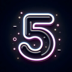 검은 배경, 숫자 "5", 네온사인 (black background, number "5", neon sign)