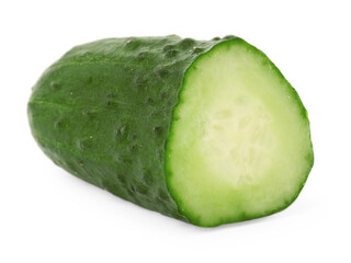 Piece of fresh cucumber isolated on white