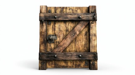 High-Resolution 3D Illustration of an Open Wooden Door