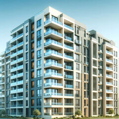 Fototapeta premium Modern architectural design of a multi-story residential building