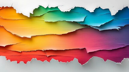 Fototapeta premium Vibrant layers of colorful paper torn artfully to create a striking abstract background for design projects