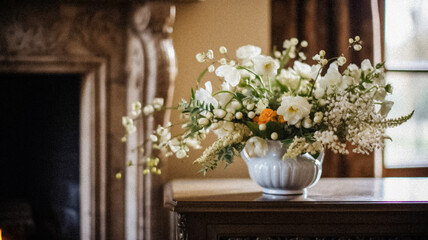 Fototapeta premium Beautiful flowers bouquet, botanical home decor and floral arrangement, English countryside style and florist design for floral shop, flower arranging workshop or class idea