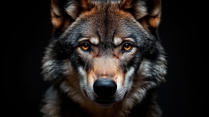 Fototapeta premium Close-up portrait of a wolf with intense gaze