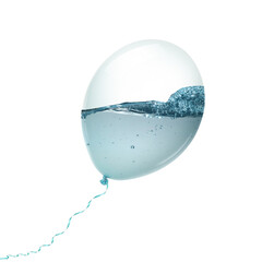 Balloon with water inside on white background