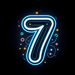 검은 배경, 숫자 "7", 네온사인 (black background, number "7", neon sign)