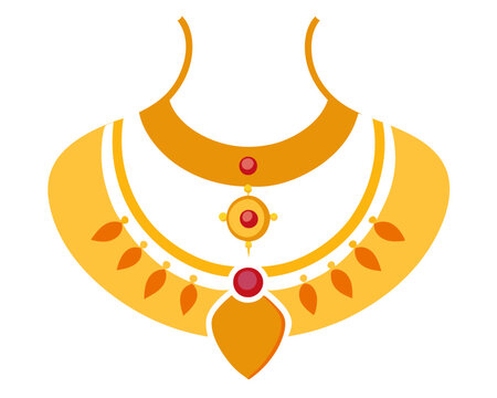 gold necklace jewelry design, flat style clip art preview
