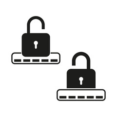 Lock vector icon. Padlock security symbol. Secure lock icon. Protection unlock illustration.