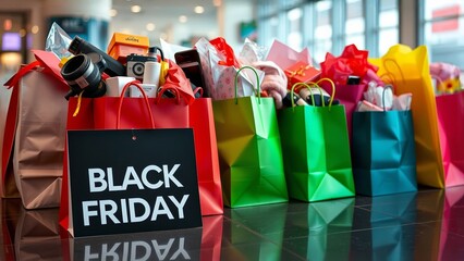 Black Friday Frenzy Colorful Bags Loaded with Exciting Products