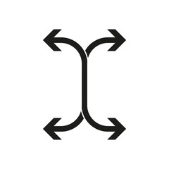 Arrows direction icon. Crossed arrows symbol. Simple navigation vector. Black arrow graphic.