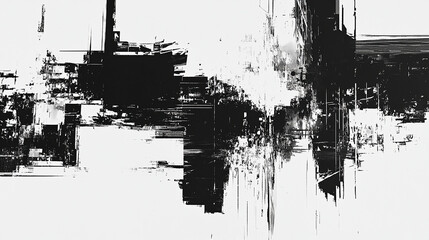 Obraz premium Black and White Pixelated Glitch Art