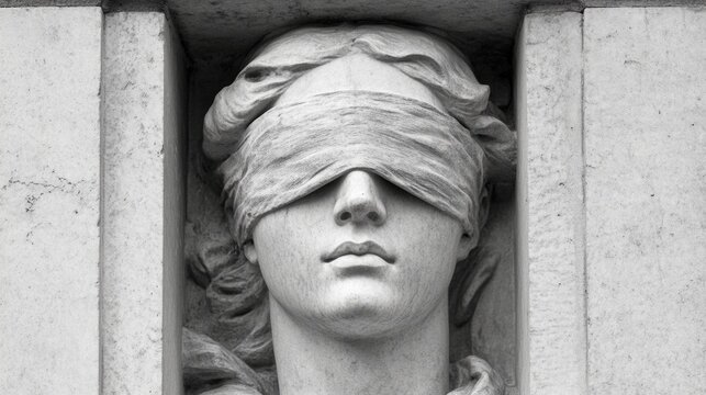 statue of justice with a blindfold covering her eyes