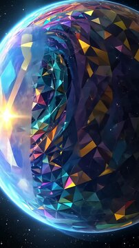 Futuristic Geometric Planet in Vibrant Colors