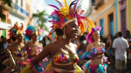 Colorful Dancers in Festive Parade Celebration