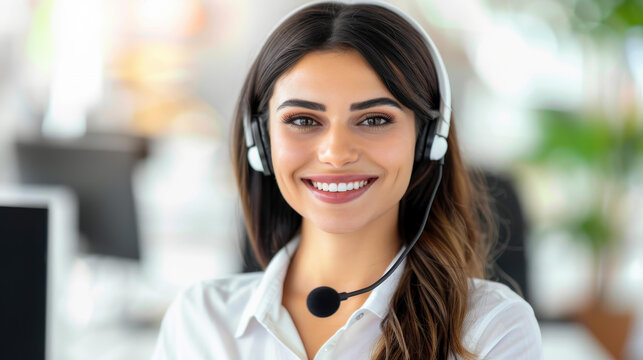 A dedicated young woman in a call center, providing exceptional support while engaging with customers over the phone.