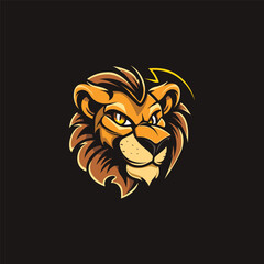 Obraz premium Character head lion logo icon flat vector illustration