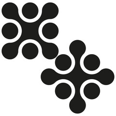 Abstract circular form. Geometric minimal shapes. Vector black elements. Bold symmetrical design.