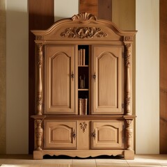 Luxurious wooden cupboard in a minimalist room
